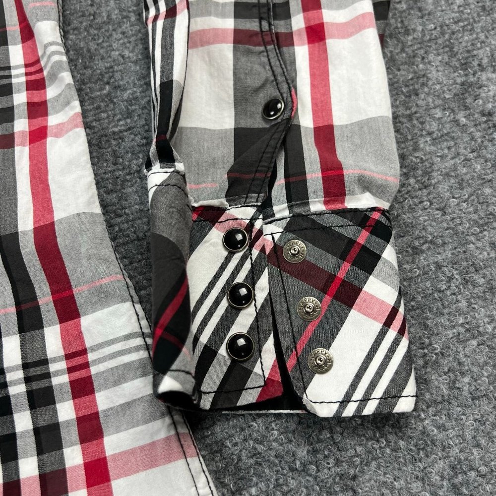 Panhandle Slim Shirt Adult Extra Large Red Black Pearl Snap Western Mens * - Picture 8 of 15